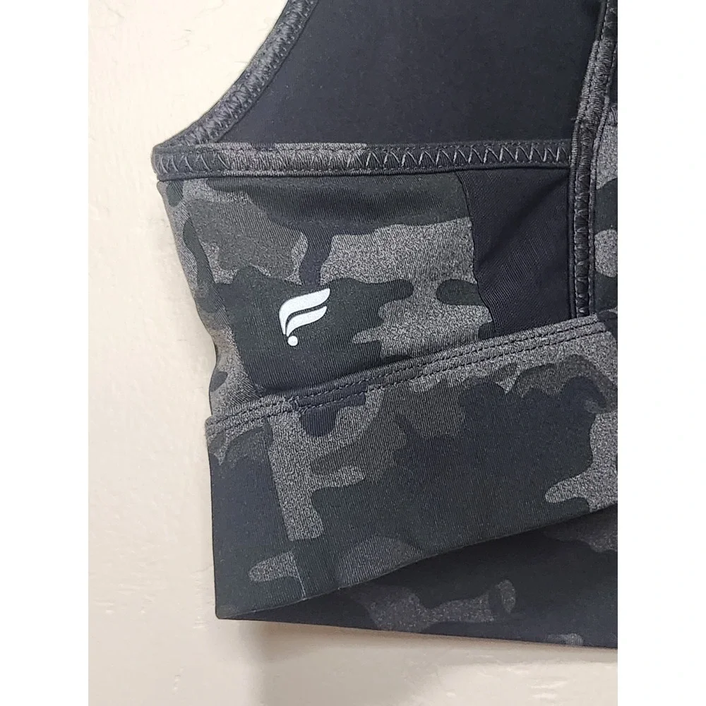 Fabletics Black Camoflauge Sports Bra Padded Womens Size‎ XS